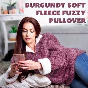 PULLOVER WOMEN'S BURGUNDY FLEECE TOP